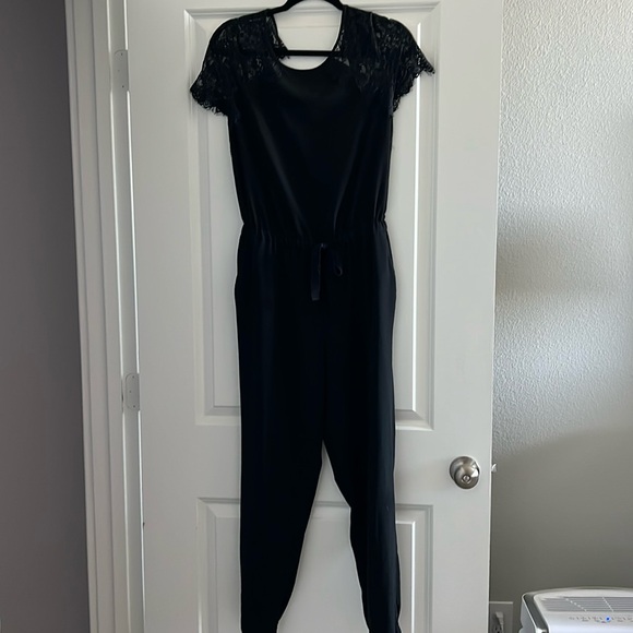 LOFT - Black lace sleeved jumpsuit - perfect for holiday parties! - Picture 1 of 5